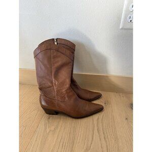 Vintage Anne Klein Women’s Foster Mid Calf Western Brown Boots 8.5 Pointed Toe